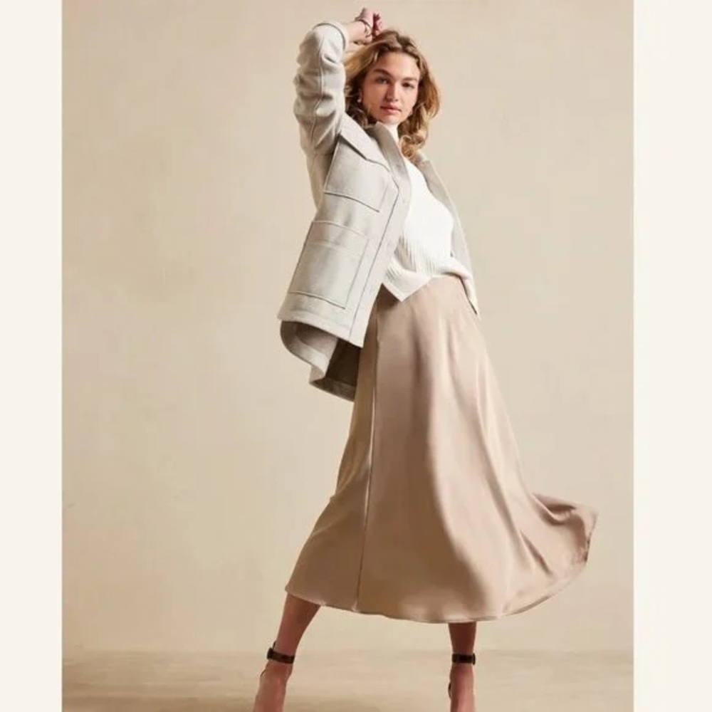 NWT Banana Republic Midi Slip Skirt Beechwood Champagne XS Tall *NEW*